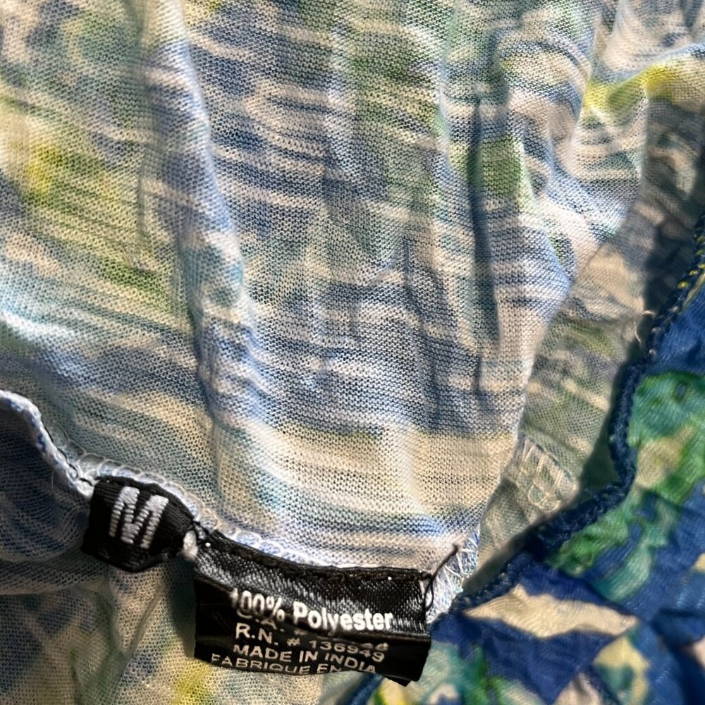 Tango Mango Tropical Palm Leaf Coasta Jungle Blue and Green Sundress Size Medium - Picture 12 of 12